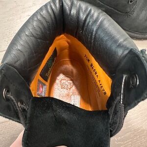 Timberland Black Leather Boots with Orange Lining